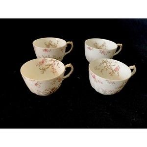 Lot Of 4 (2 are larger) Limoges GDA Cups NO Saucers White Pink Green Blue Brown